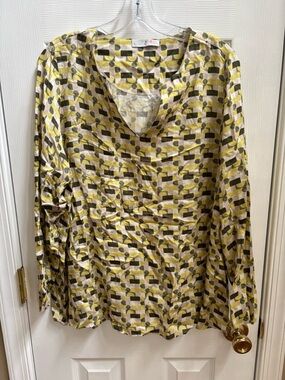 Whyci Milano Women’s Long Sleeve Geometric Print Long Sleeve, Size 48 (12-14)EUC